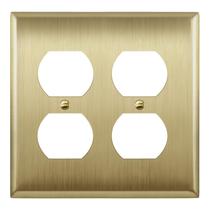 Placa de parede ENERLITES 2-Gang 11x12cm em aço inoxidável em latão Placa de parede ENERLITES 2-Gang 11x12cm em aço inoxidável em latão