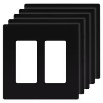 Placa de parede ENERLITES 2-Gang 12x12 cm em policarbonato preto Placa de parede ENERLITES 2-Gang 12x12 cm em policarbonato preto