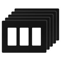 Placa de parede ENERLITES 3-Gang 12x17cm em policarbonato preto, pacote com 5