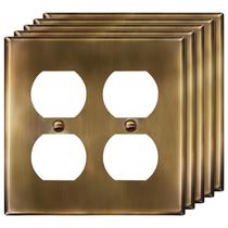 Placa de parede ENERLITES Double Duplex 2-Gang 11x12cm, latão antigo, 5 peças