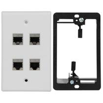 Placa de parede Ethernet Wi4You de 4 portas RJ45 Cat6a com suporte Placa de parede Ethernet Wi4You de 4 portas RJ45 Cat6a com suporte