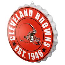 Placa de parede FOCO NFL Cleveland Browns com design divertido de tampa de garrafa gigante