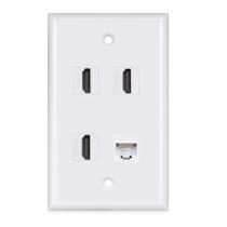 Placa de parede HDMI de 4 portas Phizli Cat6 Ethernet branca Placa de parede HDMI de 4 portas Phizli Cat6 Ethernet branca