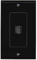 Placa de parede HDMI DecorZ de 1 porta 1 gangue preta/preta de mulher para mulher
