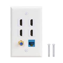 Placa de parede IQIAN 4 HDMI Keystone 1 Cat6 Ethernet 1 Coax F Placa de parede IQIAN 4 HDMI Keystone 1 Cat6 Ethernet 1 Coax F