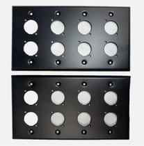 Placa de Parede LASE Dupla Quadrupla 8 XLR Aço Preto