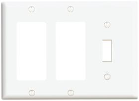 Placa de parede Leviton 3-Gang 1-Toggle 2-Decora/GFCI Device branca Placa de parede Leviton 3-Gang 1-Toggle 2-Decora/GFCI Device branca