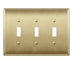 Placa de parede LIDER 3-Gang 12x17 cm Aço Inoxidável Latão
