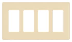 Placa de Parede Lutron CW-4-IV 4 Módulos Sem Parafusos Marfim Placa de Parede Lutron CW-4-IV 4 Módulos Sem Parafusos Marfim