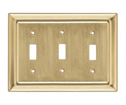 Placa de parede Monarch Abode 3-Gang Toggle Brushed Gold