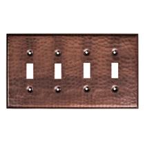 Placa de parede Monarch Abode 4-Gang Hammered Pure Copper