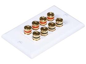 Placa de parede Monoprice 103326 Banana Binding Post 4 alto-falantes Placa de parede Monoprice 103326 Banana Binding Post 4 alto-falantes