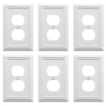 Placa de parede OKAWYC White Adler Metal Duplex Outlet, pacote com 6