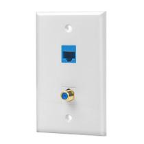 Placa de parede: porta IBL-4 com cabo de TV coaxial tipo F+ 3 portas Cat6 Placa de parede: porta IBL-4 com cabo de TV coaxial tipo F+ 3 portas Cat6