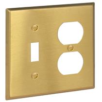 Placa de parede Rio Salto 2-Gang Brushed Brass Combo Toggle/Duplex Placa de parede Rio Salto 2-Gang Brushed Brass Combo Toggle/Duplex