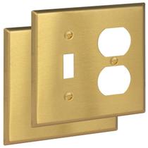 Placa de parede Rio Salto 2-Gang Brushed Gold Toggle/Duplex, pacote com 2