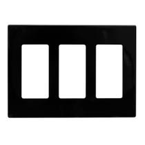 Placa de parede sem parafusos Leviton 3-Gang Decora Plus em policarbonato preto Placa de parede sem parafusos Leviton 3-Gang Decora Plus em policarbonato preto