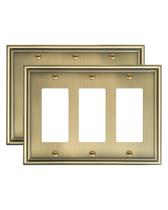 Placa de parede TREEWELL, 3 gangues, liga de zinco antigo, latão antigo, pacote com 2 unidades Placa de parede TREEWELL, 3 gangues, liga de zinco antigo, latão antigo, pacote com 2 unidades