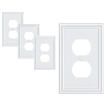 Placa de parede Treewell 3x5 cm em liga de zinco, pacote com 4 unidades, branco puro