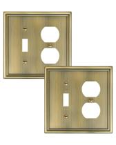 Placa de parede Treewell, pacote com 2 unidades, combinação, alternância, duplex, latão antigo