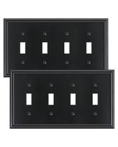 Placa de parede TREEWELL, pacote com 2 unidades, liga de zinco, 4 gangues, preta, 22x13 cm