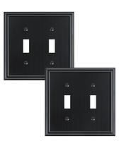 Placa de parede Treewell, pacote com 2 unidades, liga de zinco preta de alavanca dupla