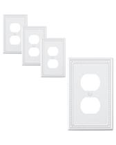 Placa de parede Treewell, pacote com 4, capa duplex de metal branca