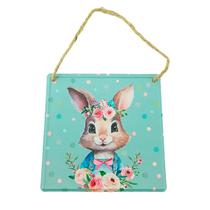 Placa de Páscoa Metálica Quadrada 12,5cm