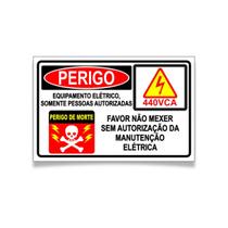 Placa de Perigo Equipamento Elétrico Somente Pessoas Autorizadas 440vca