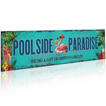 Placa de piscina Memorywuu Metal Tropical Retro 10x44 cm