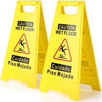 Placa de piso úmido WOUSEDO, pacote com 2, 17,5 cm de altura, amarela brilhante