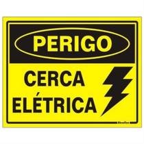 Placa de Poliestireno Auto-Adesiva 15x20cm Perigo Cerca Elétrica - 220 BS - SINALIZE