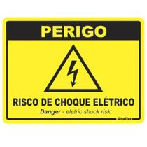 Placa de Poliestireno Auto-Adesiva 15x20cm Perigo Risco de Choque Elétrico - 220 BY - SINALIZE Placa de Poliestireno Auto-Adesiva 15x20cm Perigo Risco de Choque Elétrico - 220 BY - SINALIZE
