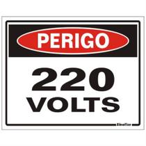 Placa de Poliestireno Auto-Adesiva 20x15cm Perigo 220 Volts - 220 AY - SINALIZE