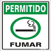 Placa de Poliestireno Auto-Adesiva 20x15cm Permitido Fumar - 220 AA - SINALIZE