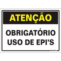 Placa de Poliestireno Auto-Adesiva 20x30cm Atenção Uso Obrigatorio de EPI's - 250 BT - SINALIZE Placa de Poliestireno Auto-Adesiva 20x30cm Atenção Uso Obrigatorio de EPI's - 250 BT - SINALIZE