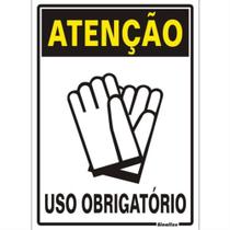 Placa de Poliestireno Auto-Adesiva 20x30cm Atenção Uso Obrigatorio de Luvas - 250 AQ - SINALIZE Placa de Poliestireno Auto-Adesiva 20x30cm Atenção Uso Obrigatorio de Luvas - 250 AQ - SINALIZE