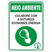 Placa de Poliestireno Auto-Adesiva 20x30cm Economize Energia - 250 CB - SINALIZE