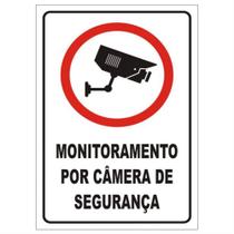 Placa de Poliestireno Auto-Adesiva 20x30cm Monitoramento Por Câmera de Segurança - 250 BN - SINALIZE Placa de Poliestireno Auto-Adesiva 20x30cm Monitoramento Por Câmera de Segurança - 250 BN - SINALIZE