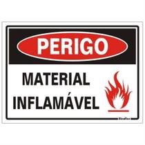 Placa de Poliestireno Auto-Adesiva 20x30cm Perigo Material Inflamável - 250 AP - SINALIZE