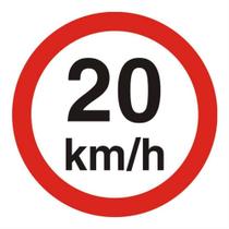 Placa de Poliestireno Auto-Adesiva 45x45cm Velocidade Maxíma Permitida 20Km/h - 300 AB - SINALIZE