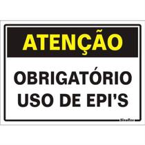 Placa de Poliestireno Autoadesiva 20x30cm Atenção Uso Obrigatorio de Epi's 250 Bt Sinalize Plac