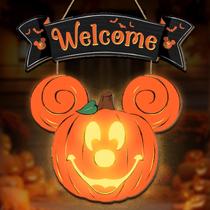 Placa de porta de Halloween Uywgaun Mouse Lanterna de abóbora com luz Placa de porta de Halloween Uywgaun Mouse Lanterna de abóbora com luz
