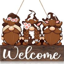 Placa de porta de madeira Welcome Gnome Farmhouse Hanging Decor Placa de porta de madeira Welcome Gnome Farmhouse Hanging Decor