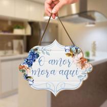 Placa de Porta Decoração Frases Amor Flores Sala Cozinha - Hugart Decorações