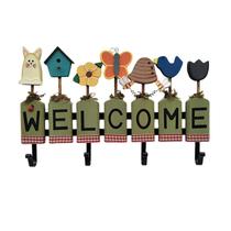 Placa de porta decorativa de madeira Welcome Wall Hook Rack Placa de porta decorativa de madeira Welcome Wall Hook Rack