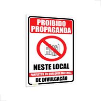 Placa de Proibido Jogar Propaganda Panfletos 20x30cm