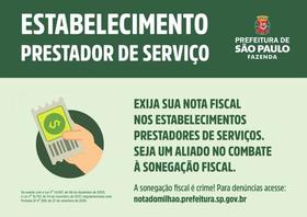 Placa de pvc exija sua nota fiscal de prestadores de serviço