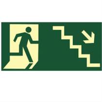Placa de PVC Fotoluminescente Auto-Adesiva 15x30 Desca a Escada a Direita - 315 AH - SINALIZE