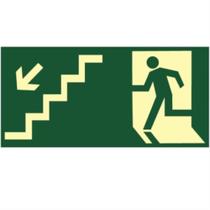 Placa de PVC Fotoluminescente Auto-Adesiva 15x30 Desca a Escada a Esquerda - 315 AG - SINALIZE